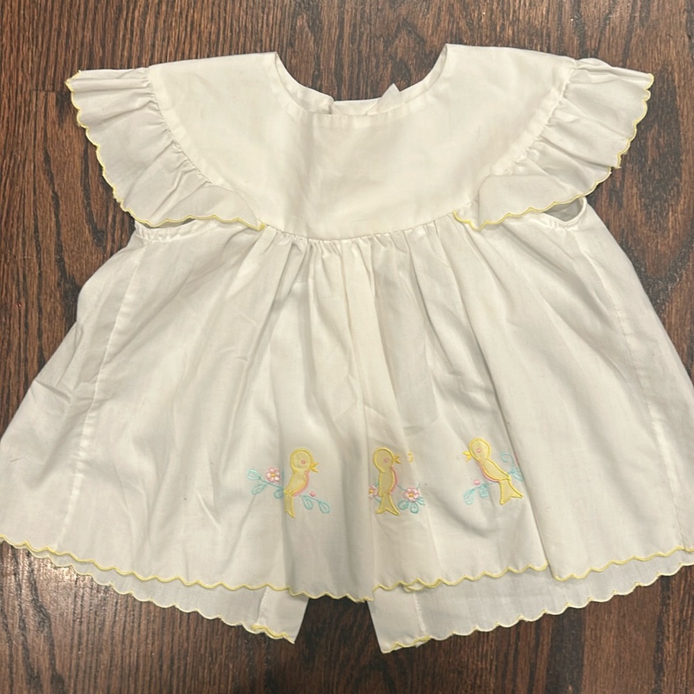 Vintage embroidered flutter sleeve baby dress
